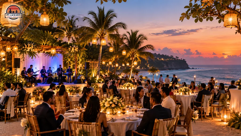 Luxury beachfront gala dinner for corporate events in Bali